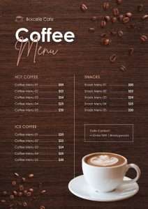 brown modern coffee menu